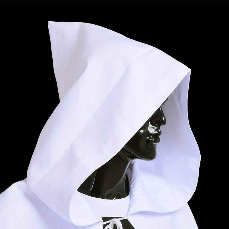 BLESSUME Medieval Knights Templar Hospitaller Hooded Cape (White 2)