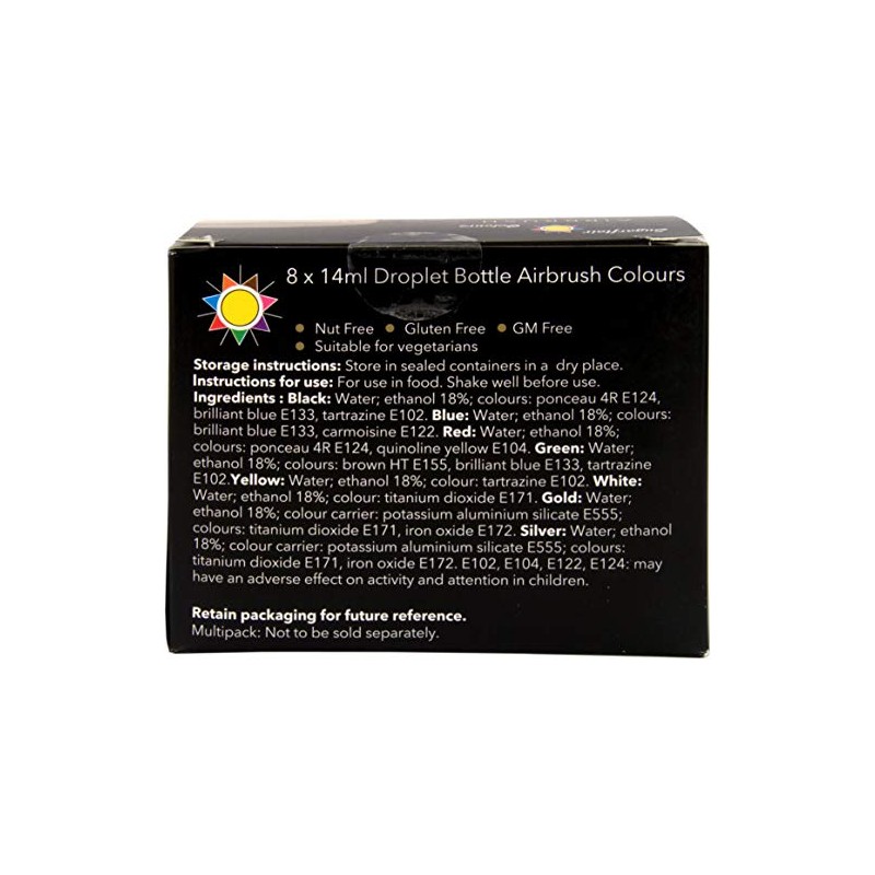 Sugarflair Airbrush Colours Multipack - Pack of 8