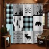Boziqr Rustic Cabin Lodge Shower Curtain, Bear Moose Deer Trees