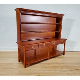 The Dolls House Emporium Dollhouse Georgian Welsh Dresser Kitchen Cupboard 1:12 Scale Walnut Finish