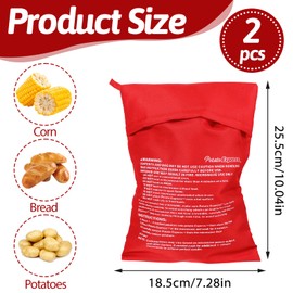 2 PCS Red Baked Potato Microwave Bag, Reusable Potato Bags for Microwave for Perfectly Cooked Potatoes