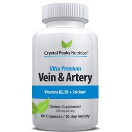 CRYSTAL PEAKS NUTRITION Vein & Artery Supplement - Blood Flow Supplement with Calcium - Blood Circulation Support for Men, Women - Circulation and Vein Support - 60 ct