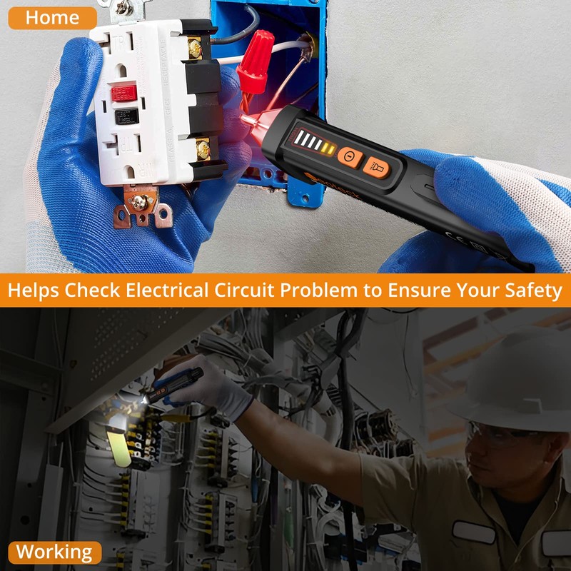 Neoteck 12-1000V AC Non-Contact Voltage Tester Detector with Led Flashlight