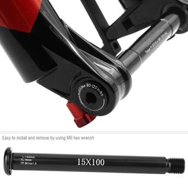 Thru Axle, plplaaoo Bicycle Front Fork, Thru Axle Adapter, Thru Axle Bicycle Mount, Bicycle Front Fork, Barrel Hubs, Tube Shaft Axle Lever, 100 x 15 mm for Fox SC32 34 36