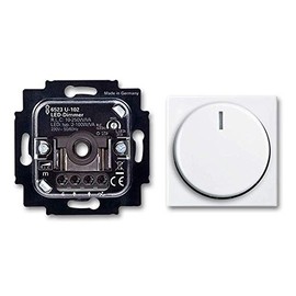 BUSCH-JÄGER LED Rotary Dimmer (LED Dimmer) 6523 U-102 (6523U 102) 6523U102 with Central Switch 2115-914 in Balance Si Alpine White