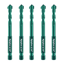5PC 5/16" Green Concrete Drill Bit Set, Mgtgbao 8mm Masonry Drill Bits for Tile,Brick, Plastic and Wood,Tungsten Carbide Tip Best for Wall Mirror and Ceramic Tile on Concrete and Brick Wall