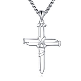 JERWLI Cross Necklace 925 Sterling Silver Cross Pendant Jewelry for Men