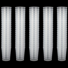 100pcs 50ML Plastic Graduated Measuring Beaker Set, Clear Liquid Measuring Mixing Cups for Epoxy Resin, Liquid Container Beakers for Resin Epoxy Paint Food, Lab Use, Raised Graduations, Tapered Spout