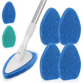 Baderke 4 Pcs Tub Tile Scrubber Cleaning Brush Pads (Without Handle) Compatible with Qaestfy Non-Scratch Scouring Pads Scrub Brush for Shower Bathroom Buildup Toilet Wall Floor (Blue)