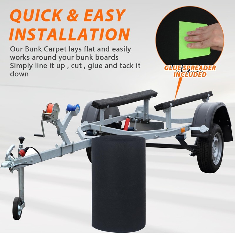 Boat Trailer Bunk Carpet 13ft x 12in Black Marine Grade