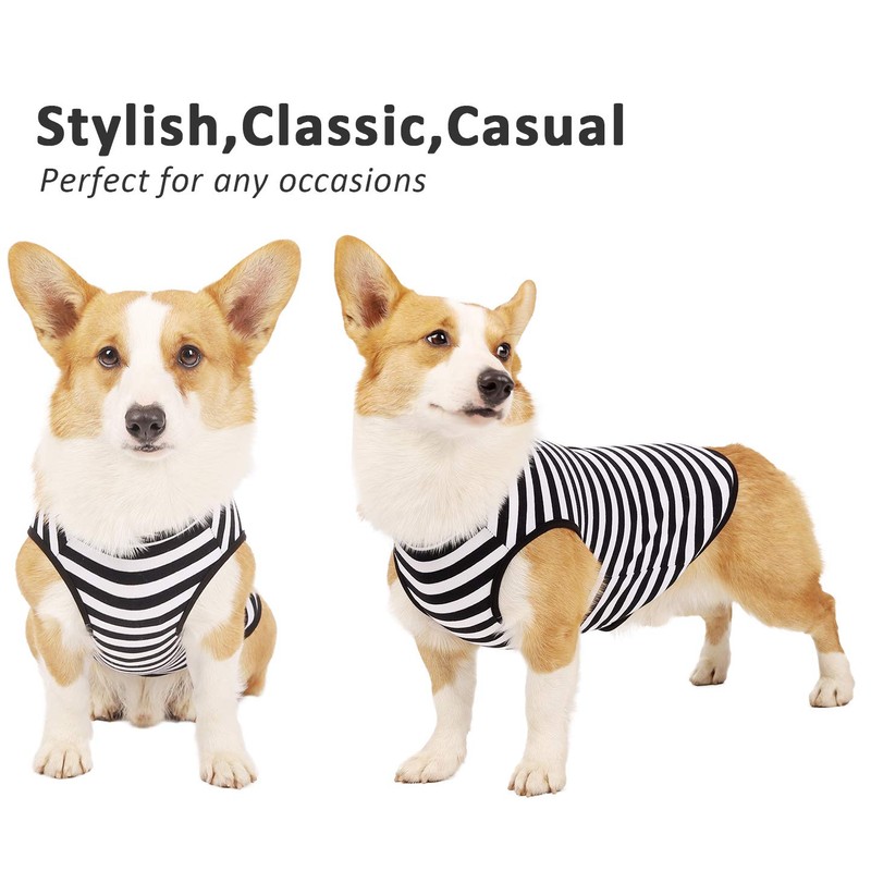 WEONE Camisa de algodón a rayas para perro, ropa básica