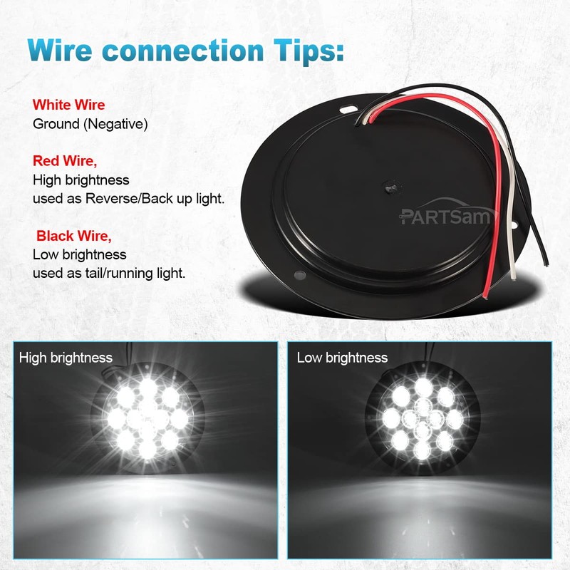 Partsam 2PCS 4" Waterproof Backup Reverse Light Flange Mount 12