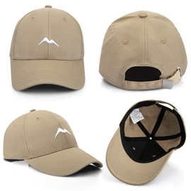 Momoshe Men's Summer Women's 100% Cotton Cap Adjustable Breathable One Size Baseball Mountain Peaks Embroidery Sport, khaki