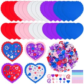 NACHLYNN 1040 Pcs Valentine's Day Foam Heart Stickers Craft Kit with 30 Pcs Large Foam Hearts 110 Pcs Gem Stickers and 900 Pcs Self-Adhesive Small Foam Stickers for Kids Craft Supplies