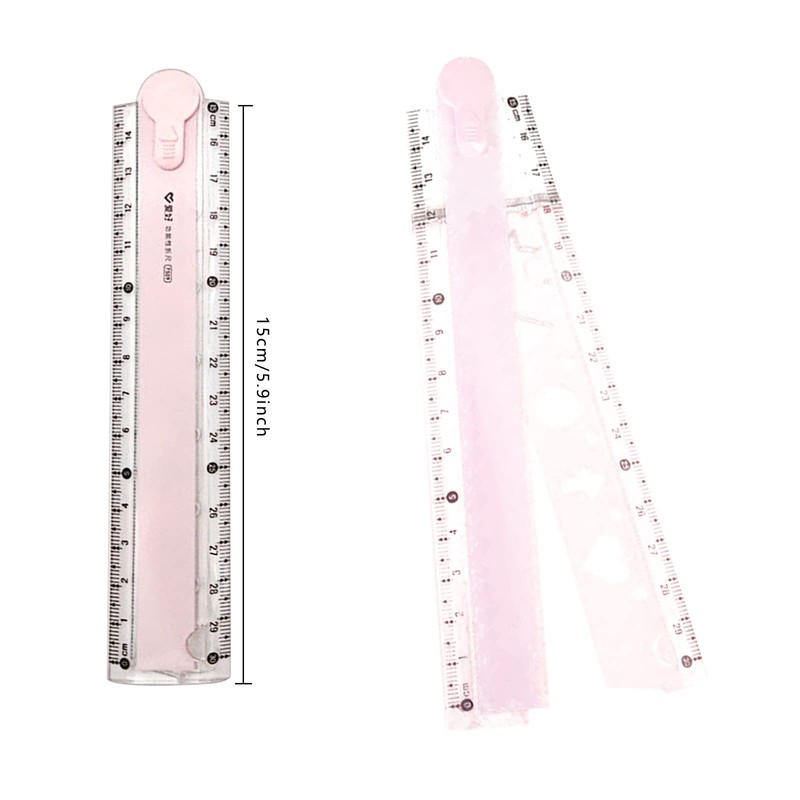 Karjiaja 4 PCS Plastic Folding Ruler 30Cm Transparent Ruler Geometric