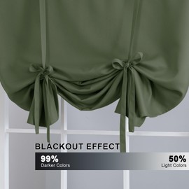 H.VERSAILTEX Blackout Tie Up Curtain Thermal Insulated Curtain Bathroom Curtain Bronze Green Tie Up Shade for Small Window (Rod Pocket Panel, 42 inches W x 63 inches L, Set of 1)