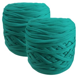 2 Pack 540g Polyester Blanket Yarn t Shirt Yarn Tshirt Yarn for Crochet t-Shirt Yarn Fabric Yarn T-Shirt Crochet Yarn for DIY Knitting Crochet Cloth Blanket Bag Dolls (DEEP Green)