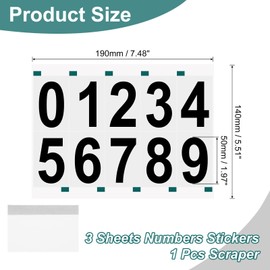 uxcell 3 Sheets/30 Pcs Reflective Mailbox Numbers for Outside, 2 Inch 0-9 Vinyl Self-Adhesive Numbers Stickers Waterproof House Sticker with Scraper for Signs Doors Address, Black