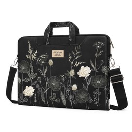 MOSISO Laptop Bag for Women, 15 inch Computer Bag Compatible with MacBook, HP, Dell, Lenovo, Asus, Notebook, 15.6 inch Laptop Messenger Shoulder Bag with Strap, Retro Flower