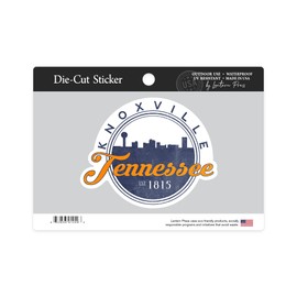 Die Cut Sticker Knoxville, Tennessee, Skyline Badge, Orange and Blue, Contour Vinyl Sticker 3 to 6 inches, (Waterproof Decal for Cars, Water Bottles, Laptops, Coolers), Large