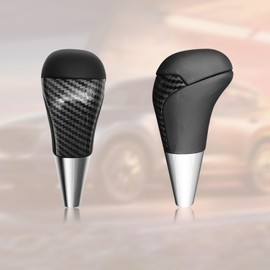 VKGUG Black Leather Carbon Fiber Pattern Gear Shift Knob Shifter Compatible with Toyota Land Cruiser 4Runner Tundra Yaris Avalon Corolla RAV4 Sequoia Camry Tacoma Highlander Sienna Venza