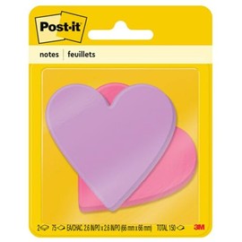 Post-it®, MMM7350HRT, notas superadhesivas en forma de estrella y corazón, 1 paquete, surtido