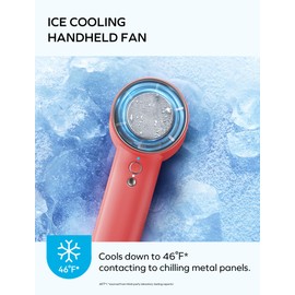 MOMAX Handheld Fan with Ice Cooling, 2 IN 1 Hand Fan, USB Rechargeable, 1-100 Stepless Adjustable Speed Mini Fan with 12000RPM, Portable Fan for Travel Outdoor, Gifts for Women