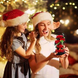 DENIMOMO Mothers Day Rose Flowers Gifts for Mom,Forever Preserved Roses in Glass Dome, Anniversary Birthday Real Roses Gifts for Women Wife Mom Girlfrien Grandma/Red