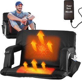 Leanandrio Heated Stadium Seats for Bleachers, Heated Bleacher Seat with Backrest with 10000mAh, Folding Stadium Seat Bleacher Chair with Armrests, Portable Stadium Chairs for Outdoor Sport Events