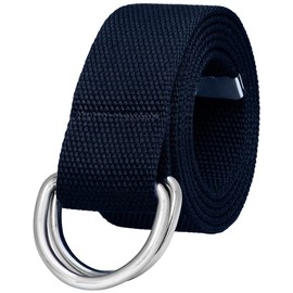 Falari - Cinturón de tela de lona con doble anillo en D para hombres y mujeres, cinturón casual de estilo militar, 1 1/2 pulgadas de ancho, 1 unidad-azul marino, XXL - fit waist 45-48"