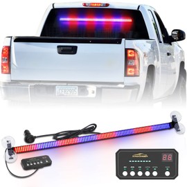 XRIDONSEN 35 inch Traffic Advisor Police Light Bar 144 LED Red Blue Police Lights Emergency Strobe Warning Flashing Safety Interior Windshield w/Directional Arrow for Law Enforcement Vehicles Trucks