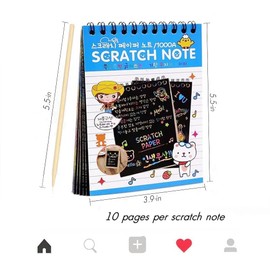 8 Pack Rainbow Scratch Notebooks with Wooden Styluses - Ideal for Kids' Party Favors, Arts & Crafts