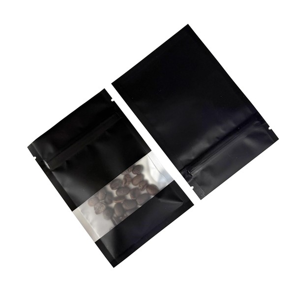 PABCK 100Pcs Clear Window Matte Mylar Pack Food Storage Bag