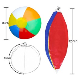 Yitaocity 10 Pack 12inch Rainbow Beach Balls Inflatable Swimming Pool Beach Balls Toys Outdoor Activity Gifts for Summer Water Games Hawaiian Tropical Theme Party