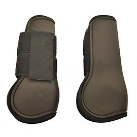 Cwell Equine Horse Support Tendon Boots 1 Pair Secure Leg Protection Jumping Riding Eventing Dressage (BROWN) (Large (L))