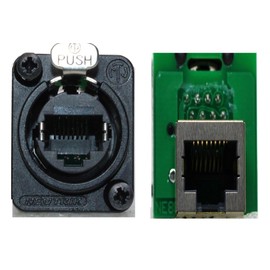 (2) Two Genuine NEUTRIK NE8FDP-B CAT 5/6 RJ45 Feed-Thru D Panel Mount Jack Black