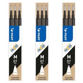 Pilot Frixion Erasable Heat / Friction Refills, Medium Line 0.7mm, Pack of 9, Black