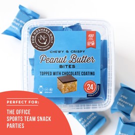 For Noshers Only - Peanut Butter Bites - Kosher Dairy Free Vegan Gluten Free Chocolate Peanut Butter Crispy Rice Treats - Sweet Snack Packs - Bulk Individually Wrapped Snacks for Office (Box of 24)