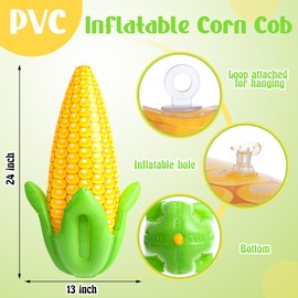 Deekin 4 Pcs PVC Inflatable Corn Cob 24" x 13" Corn Cob Decorations Balloons for Farm Fall Party Thanksgiving Decoration Supplies