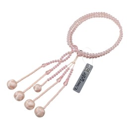 Umetake梅竹 8寸女性用 創価学会数珠 ピンクPCパール ピンク アクリル水晶入り ピンク小田巻梵天