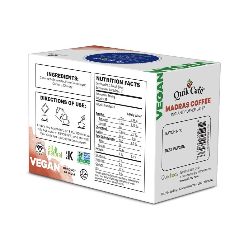 Quik Cafe Vegan Madras Coffee Latte (Vegan Madras Coffee, 10