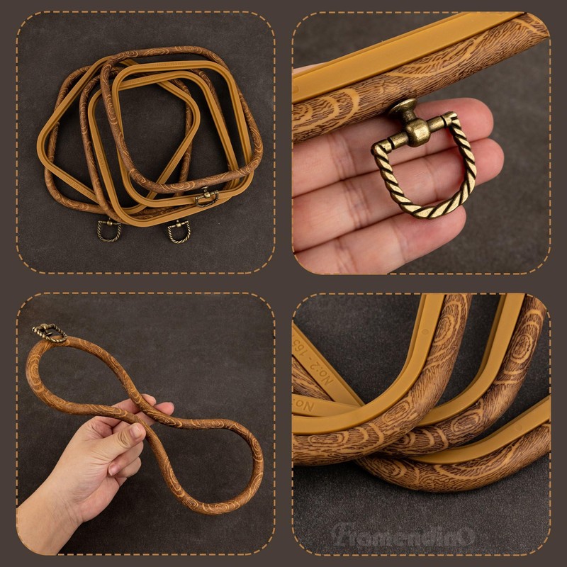 Framendino, 3 Pack Imitation Wood Embroidery Hoops Cross Stitch Craft