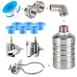 Float Valve,1/2" to 3/4" 1'' Water Float Valve, 304 Stainless Steel Fully Automatic Water Level Control Float Valve, Automatic Water Level Controller for Water Tank, Pool, Livestock Troughs, Distiller