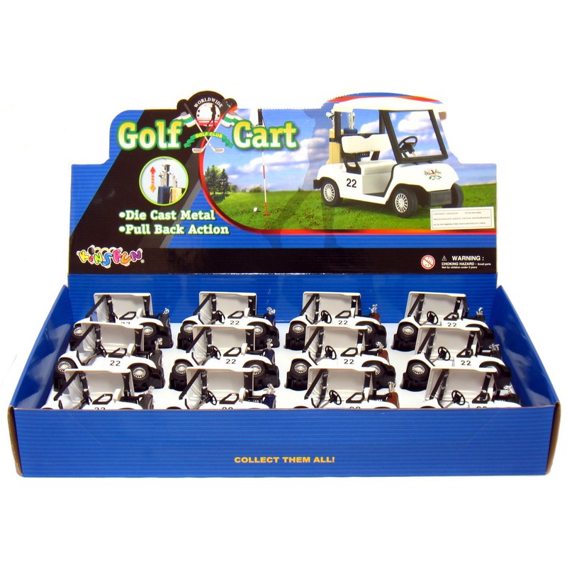 Box of 12 White Golf Carts, 4Ã‚½ Die-cast Metal with