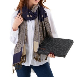 LOVARZI Scarfs for Women Gift Boxed - Blue Pashmina Scarves - Ladies Christmas & Mother's day & gift ideas - presents for her