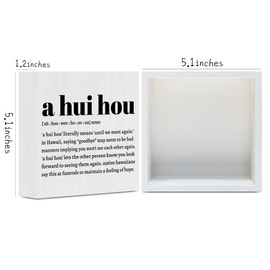 A Hui Hou Definition Hawaii Rustic Home Office Decor Wooden Box Sign, Inspirational Hawaiian Gifts for Christmas Thanksgiving North Island Decorative Office Desk Accessories Counter Decor Plaque Sign