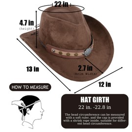 Suede Western Cowboy Hat for Men and Women Felt Jazz Hat Ethnic Style Autumn Winter Wide Brim Hat Stylish Vintage Cowboy Hat with Band Black