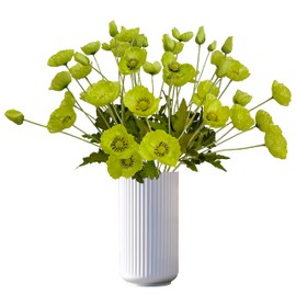 ATFL Green Poppy Flowers Artificial,12 Pcs Silk Poppies, Fake Poppy Flowers,Faux Poppies Bulk for Home Decor Table Centerpieces Floral Arrangement,Poppies Bouquet for Wedding (12, Green)