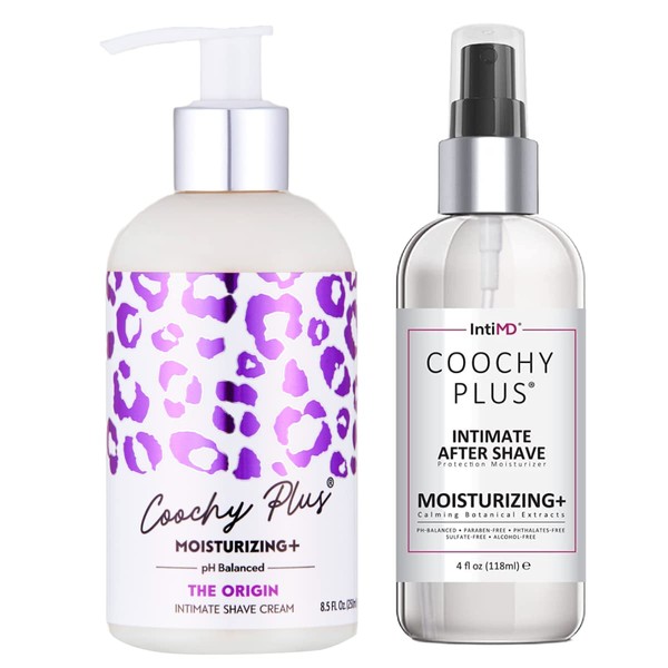 Coochy Plus Intimate Shaving Complete Kit - THE ORIGIN & Organic After Shave Protection Soothing Moisturizer Mist – Antioxidant Formula Prevents Razor Burns, Itchiness & Ingrown Hairs