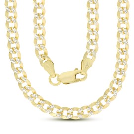 14K Gold Plated Silver Two Tone 4.50mm Diamond Cut Cuban Curb Chain for Men with Lobster Claw Clasp | 20" Necklace | 925 Curb Necklace For Men and Women